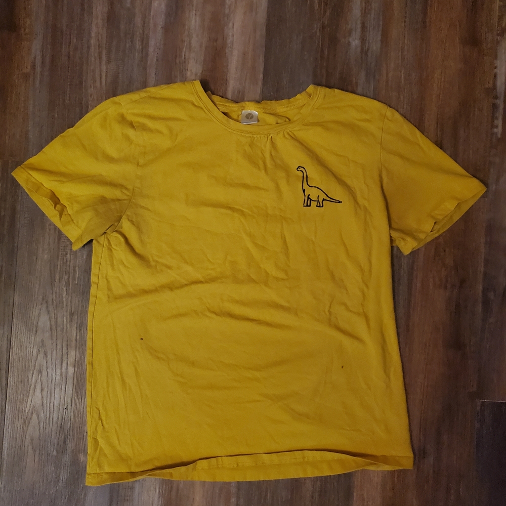 Yellow Short Sleeve Tee with Dinosaur Design